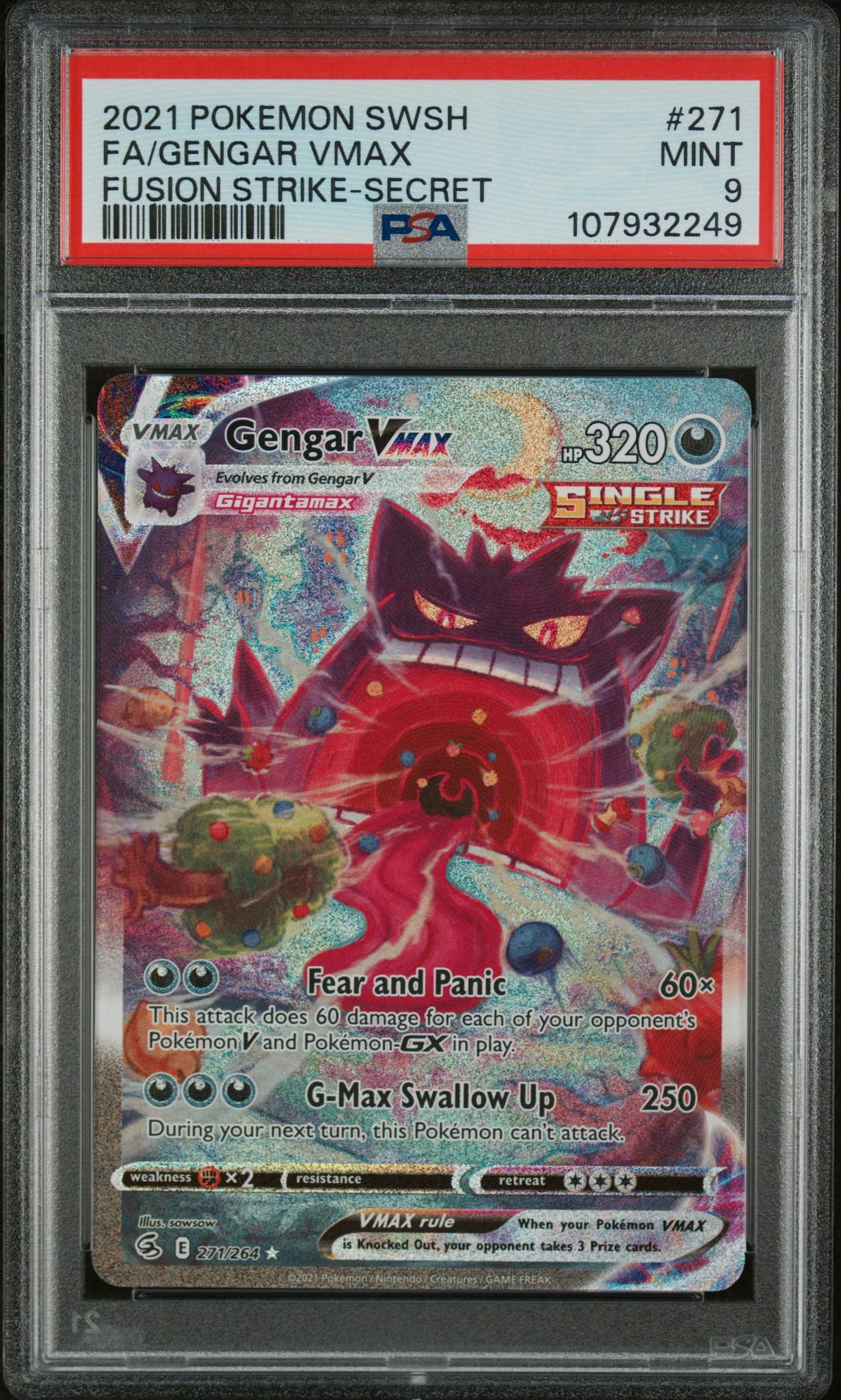 107932249_1_20251009122121_1.jpg 2021 Pokemon SWSH Fusion Strike Full Art Secret Gengar VMAX #271 PSA 9 - Image 1