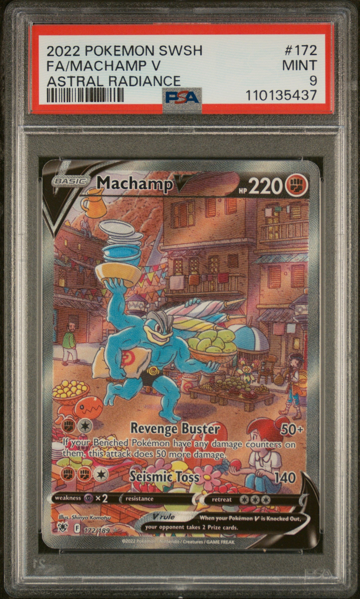 110135437_1_20250811150330_1.jpg 2022 Pokemon Sword and Shield Astral Radiance Machamp V #172 PSA 9 - Image 1