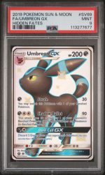 2019 Pokemon Sun and Moon Hidden Fates Umbreon Gx #SV69 PSA 9