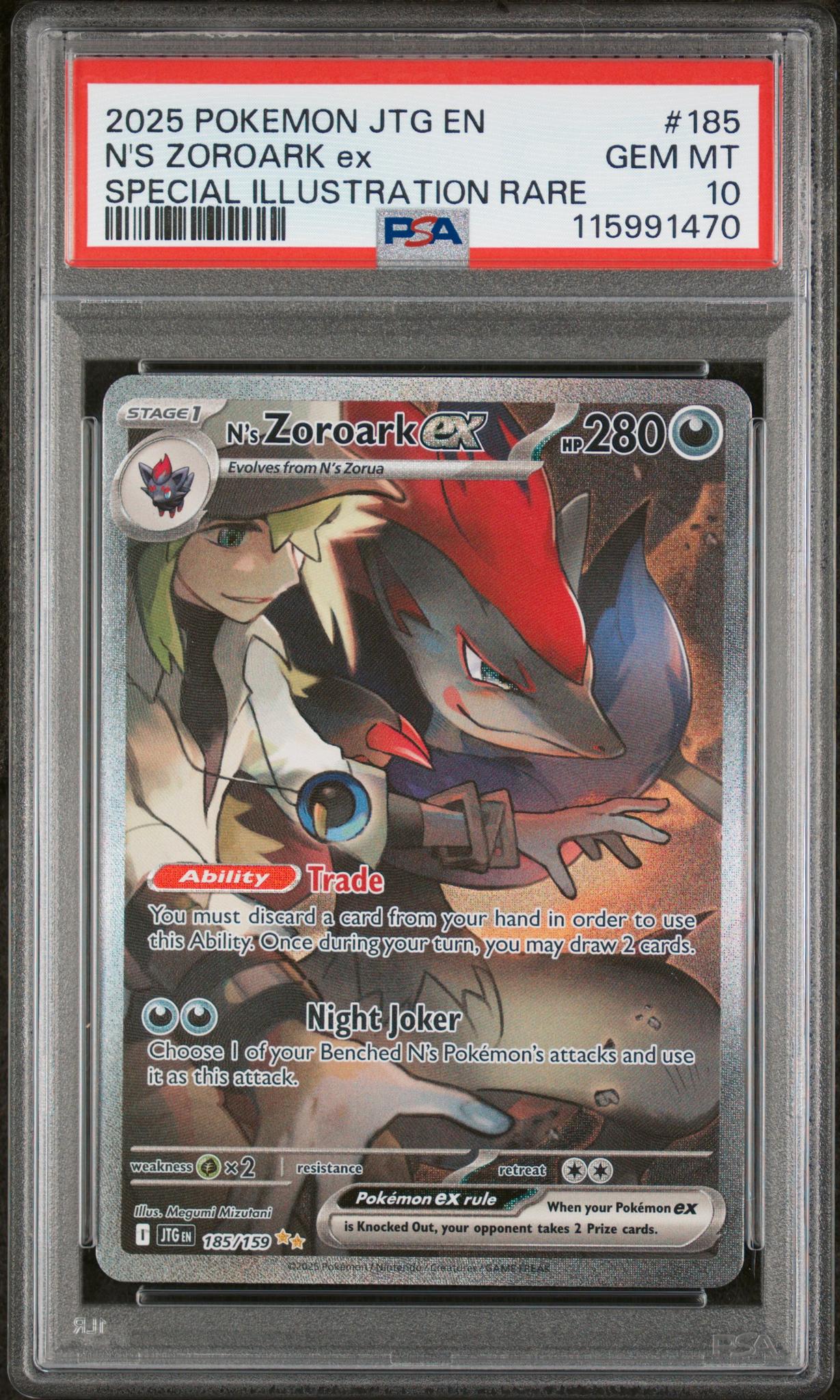 115991470_1_20250708191903_1.jpg 2025 Pokemon Scarlet and Violet Journey Together Special Illustration Rare N's Zoroark Ex #185 PSA 10 - Image 1