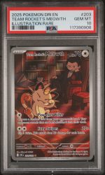 2025 Pokemon Scarlet and Violet Destined Rivals Illustration Rare Team Rocket's Meowth #203 PSA 10