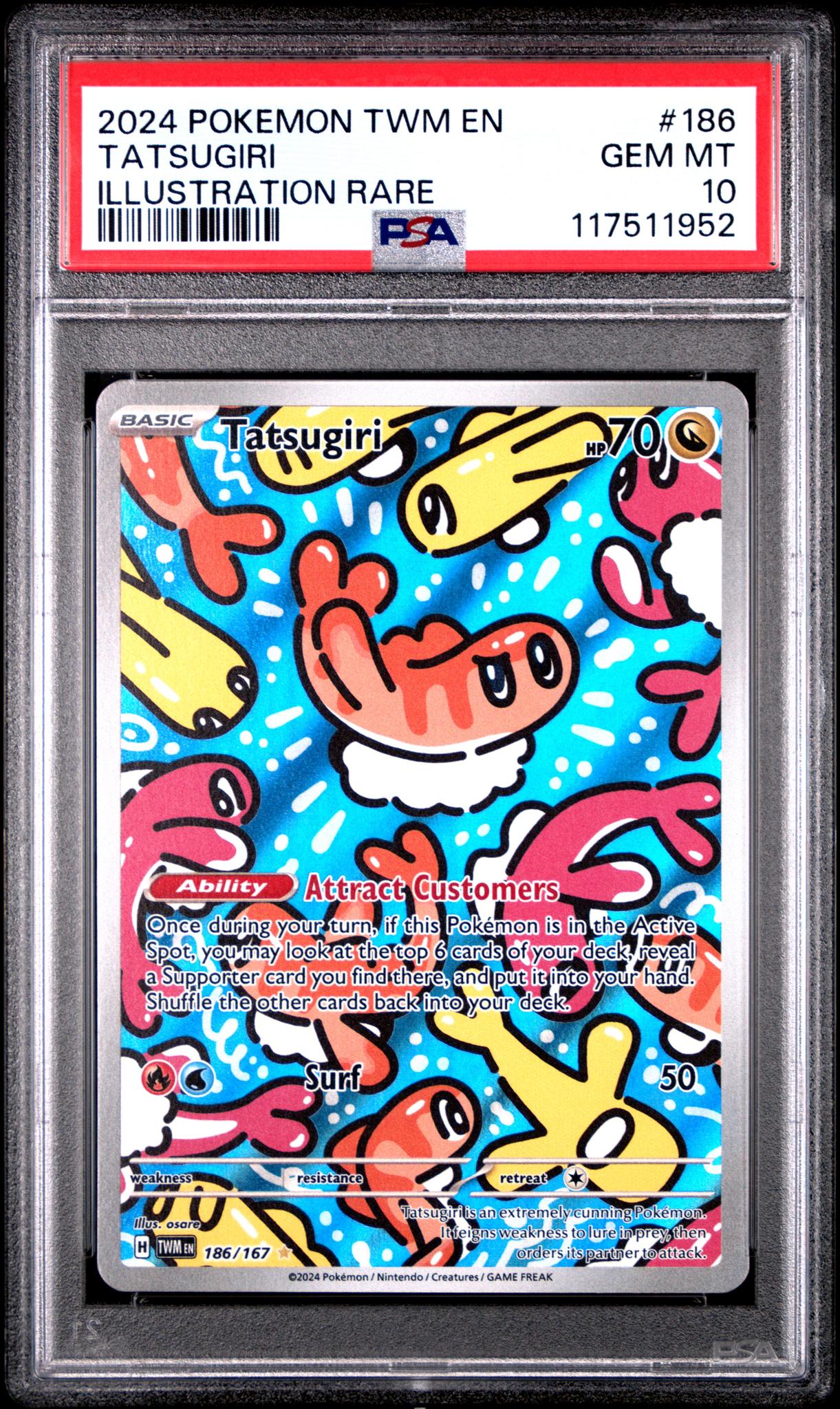 117511952_1_20251111222237_1.jpg 2024 Pokemon Twilight Masquerade Illustration Rare Tatsugiri #186 PSA 10 - Image 1