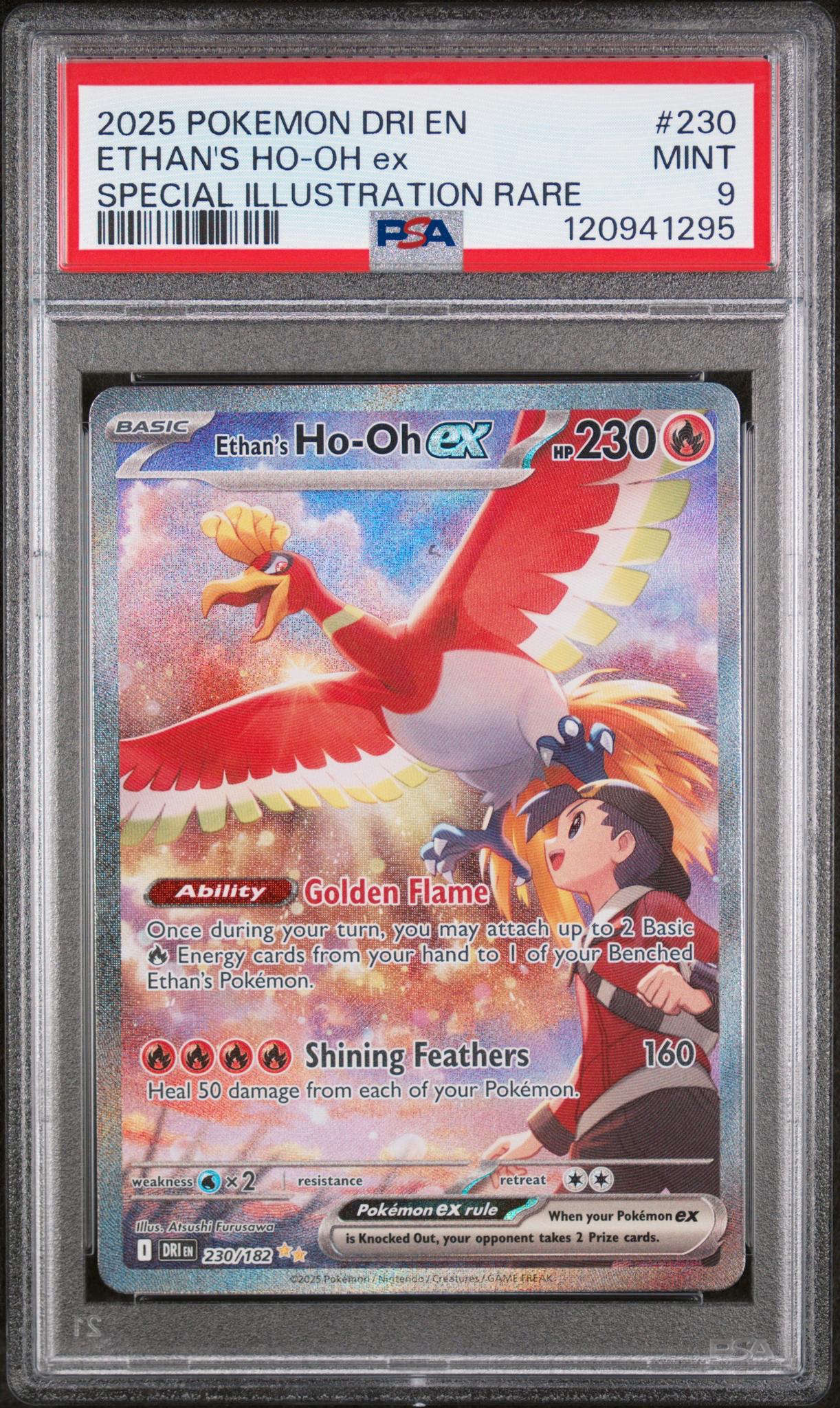 120941295_1_20251009131554_1.jpg 2025 Pokemon #230/182 Ethan's Ho-Oh ex Special Illustration Rare PSA 9 - Image 1