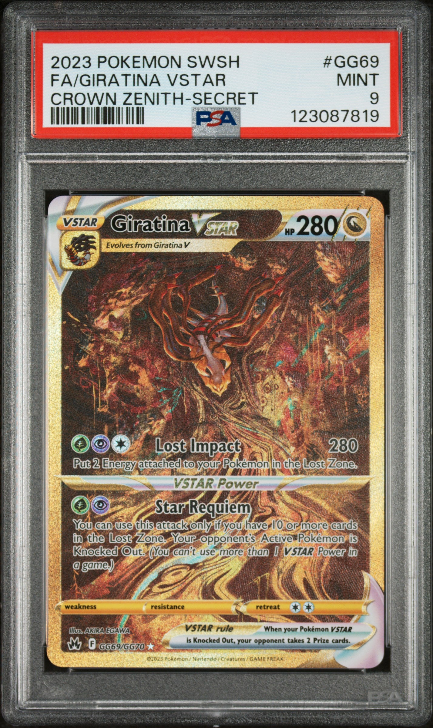 123087819_1_20251028235842_1.jpg 2023 Pokemon Sword and Shield Crown Zenith Secret Rare Giratina Vstar #GG69 PSA 9 - Image 1