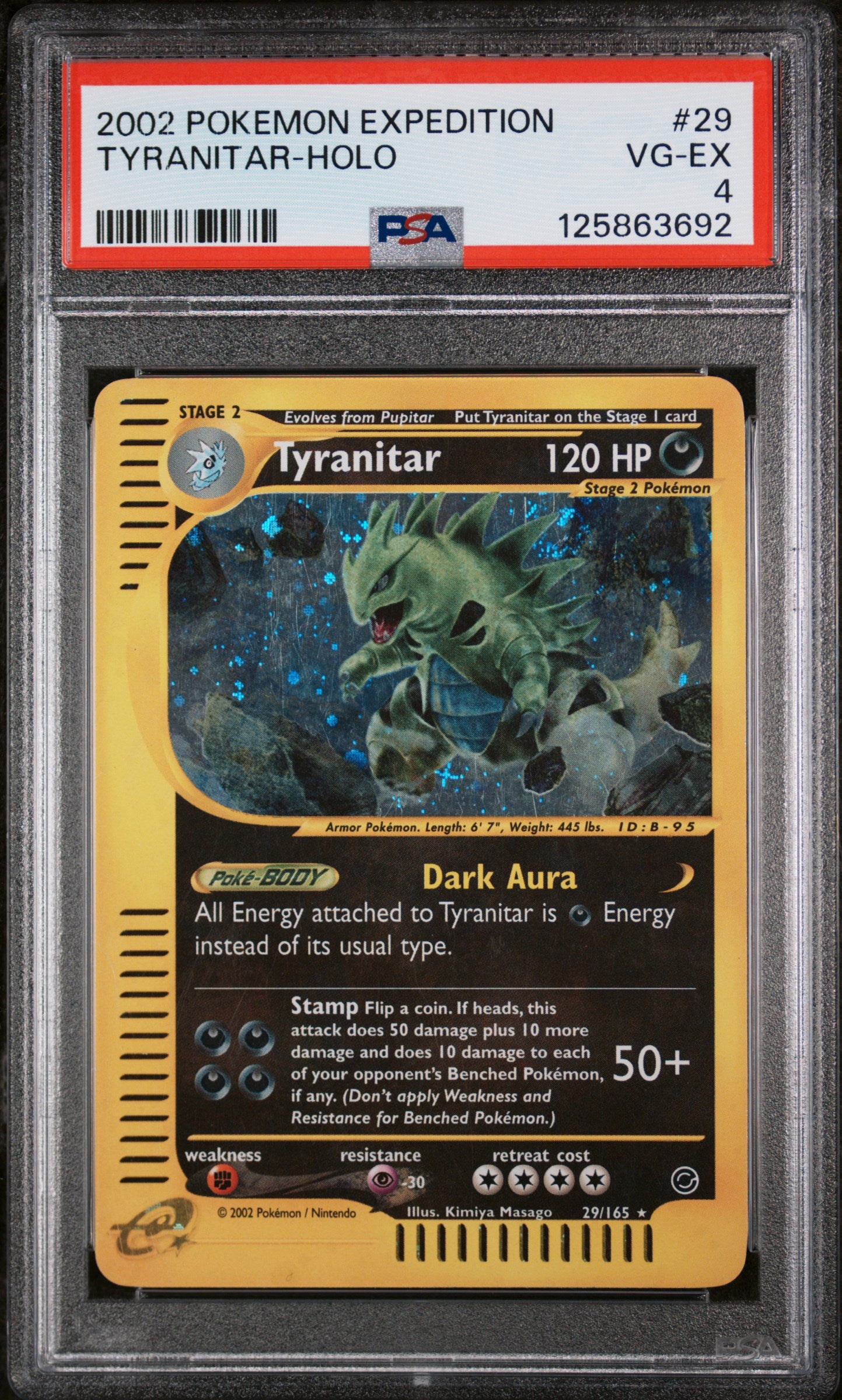 125863692_1_20251208235532_1.jpg 2002 Pokemon Expedition Holo Tyranitar #29 PSA 4 - Image 1