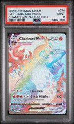 2020 Pokemon Sword and Shield Champion's Path Secret Rare Charizard Vmax #74 PSA 9