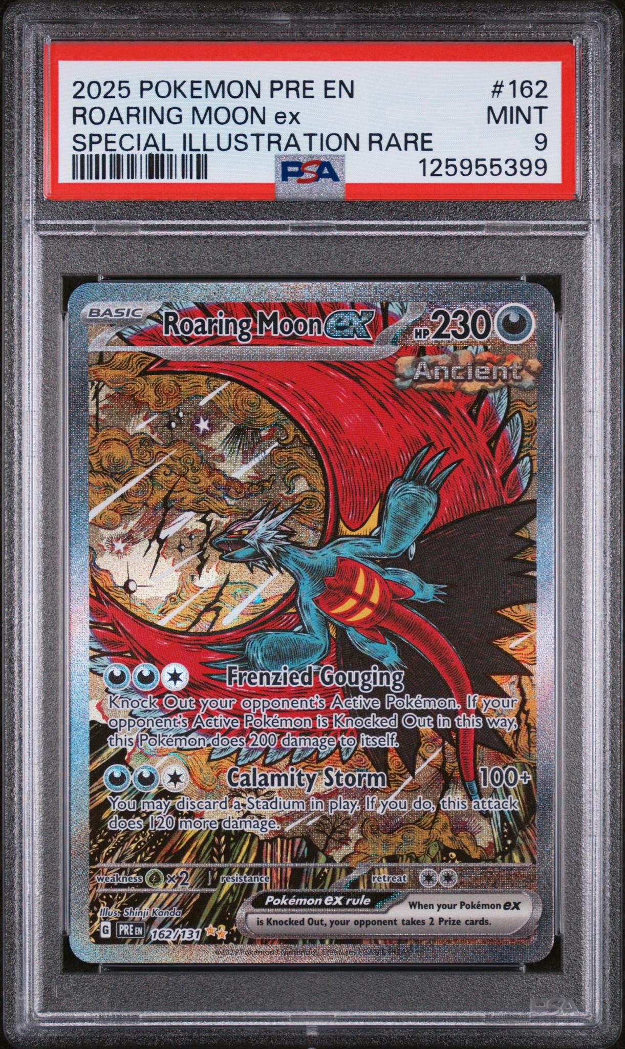 125955399_1_20251202210615_1.jpg 2025 Pokemon Scarlet and Violet Prismatic Evolutions Special Illustration Rare Roaring Moon Ex #162 PSA 9 - Image 1