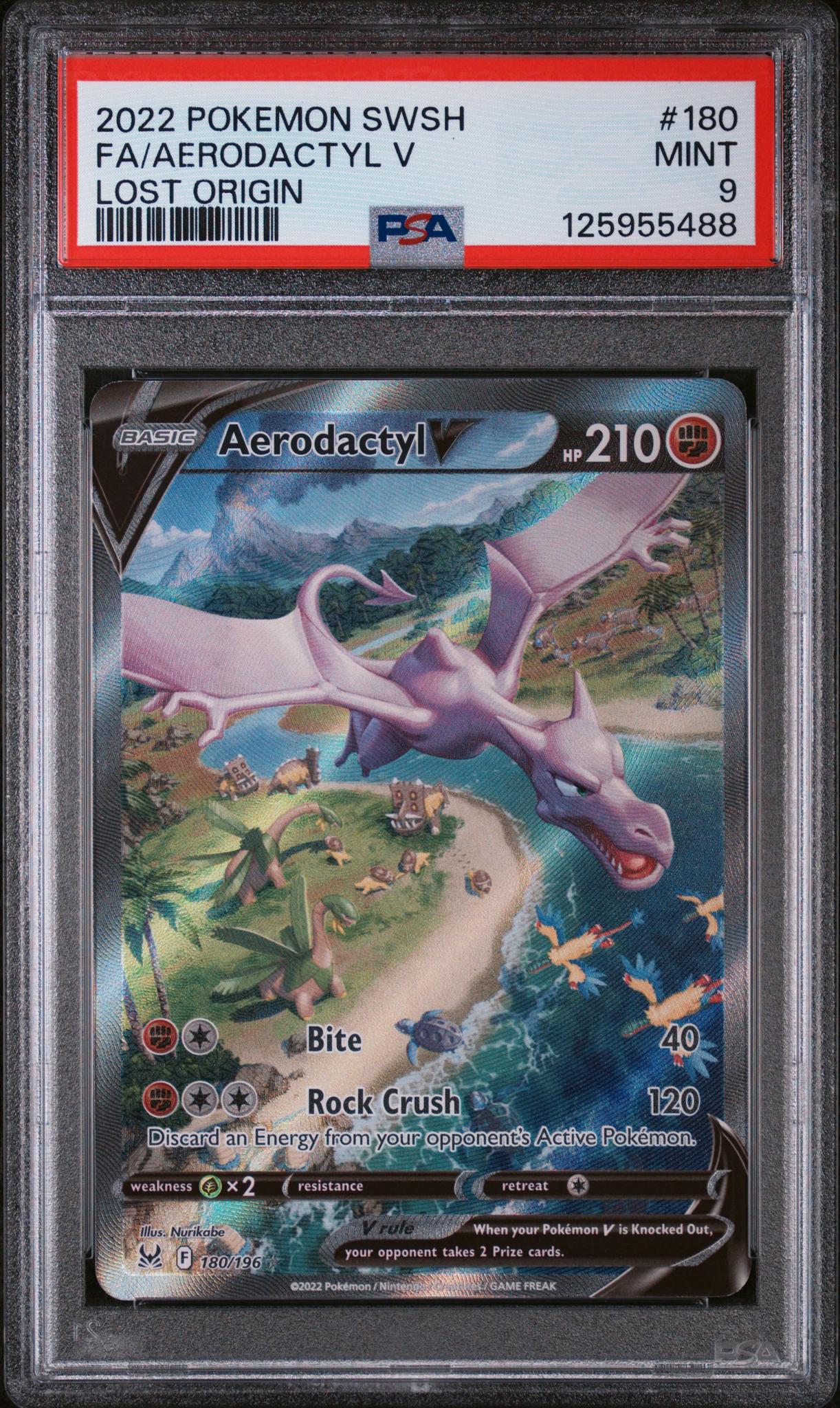 125955488_1_20251202213744_1.jpg 2022 Pokemon Sword and Shield Lost Origin Aerodactyl V #180 PSA 9 - Image 1