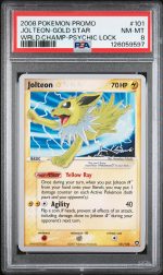 2008 Pokemon World Championships Promo Gold Star Psychic Lock Jolteon #101 PSA 8