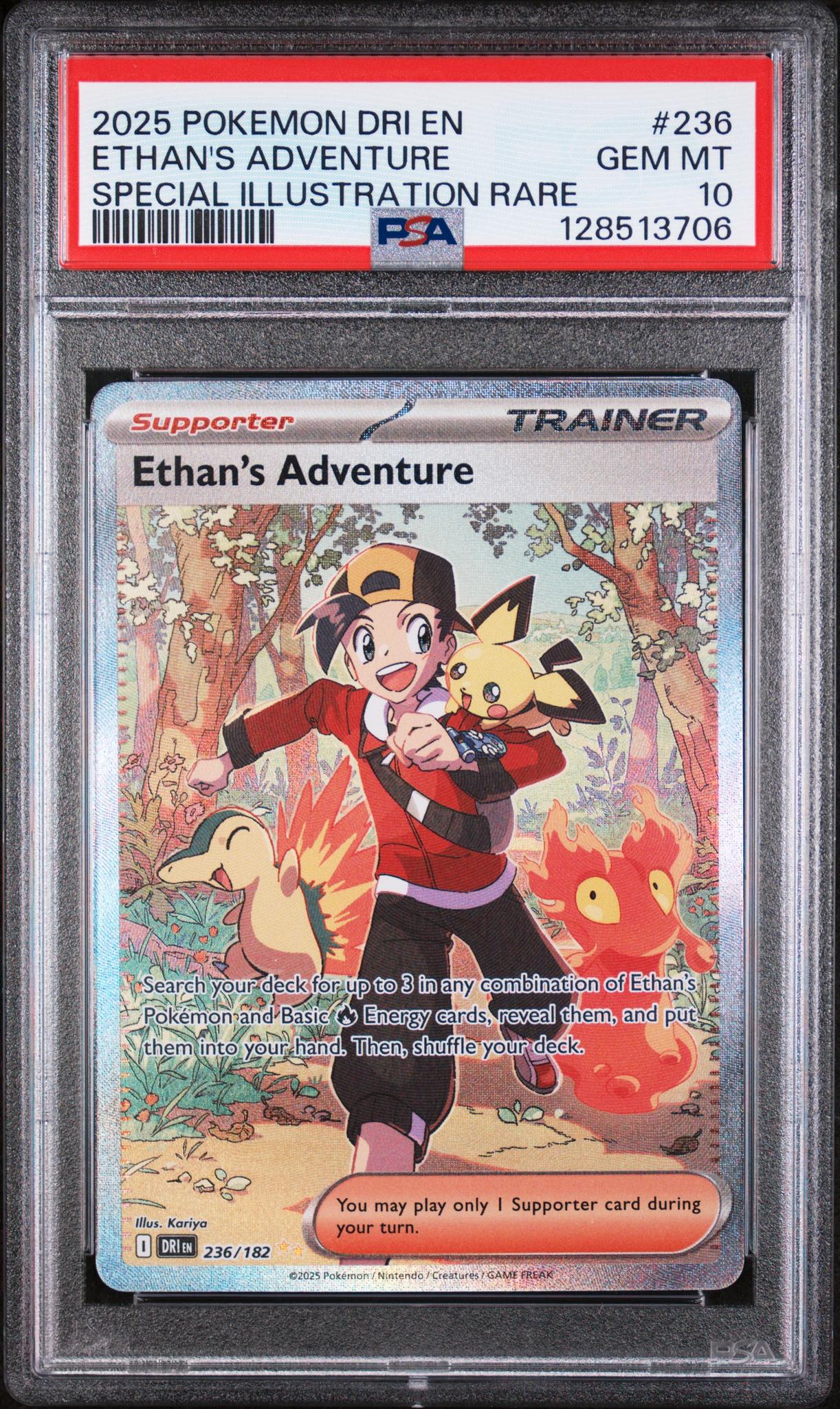 128513706_1_20251202171212_1.jpg 2025 Pokemon Destined Rivals Special Illustration Rare Ethan's Adventure #236 PSA 10 - Image 1