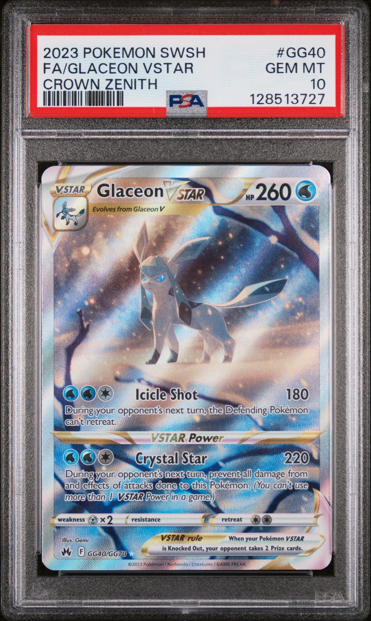 128513727_1_20251202171831_1.jpg 2023 Pokemon Sword and Shield Crown Zenith Galarian Gallery Glaceon Vstar #GG40 PSA 10 - Image 1