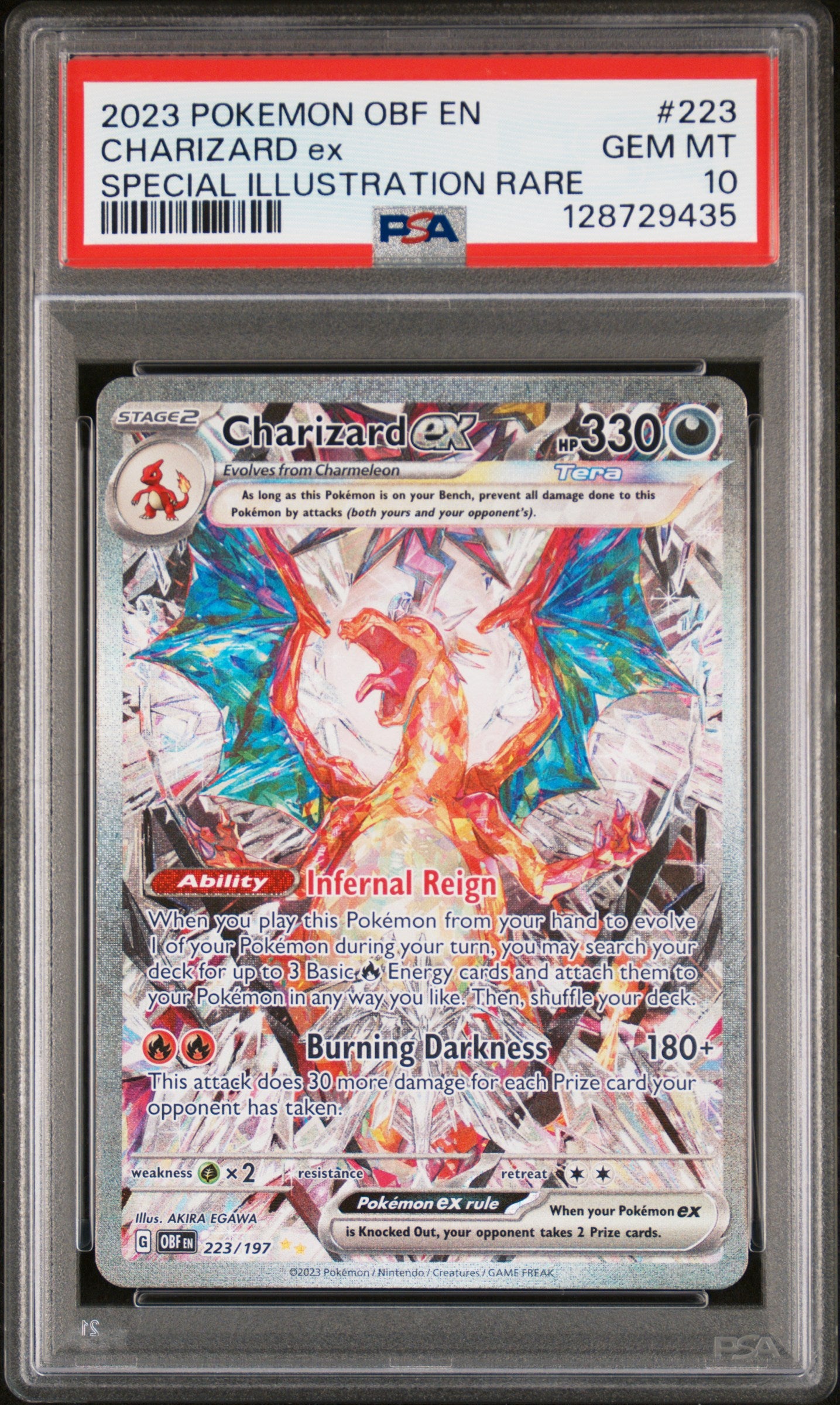 128729435_1_20251219215758_1.jpg 2023 Pokemon Scarlet and Violet Obsidian Flames Special Illustration Rare Charizard Ex #223 PSA 10 - Image 1