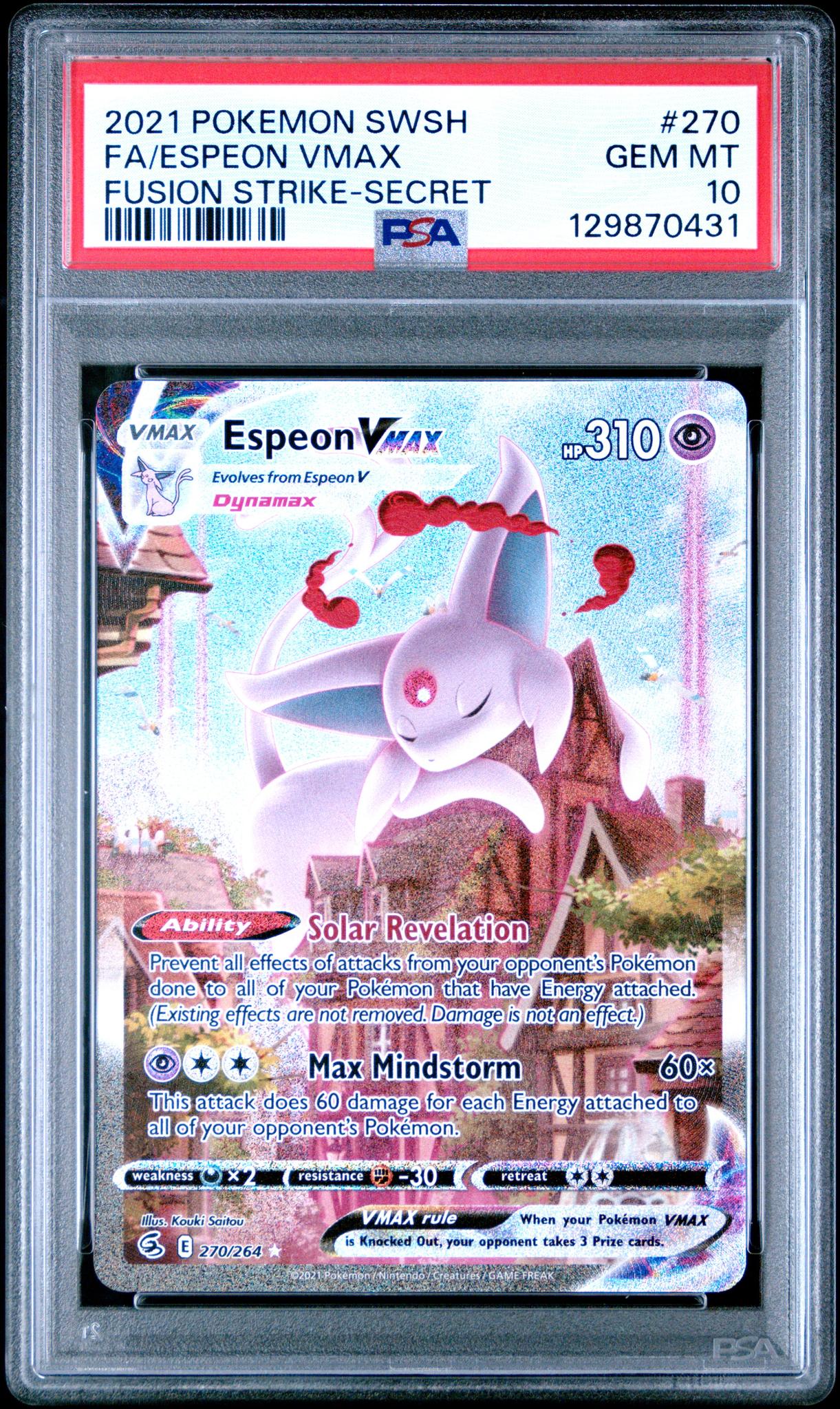 129870431_1_20260225134148_1.jpg 2021 Pokemon Sword and Shield Fusion Strike Secret Rare Espeon Vmax #270 PSA 10 - Image 1