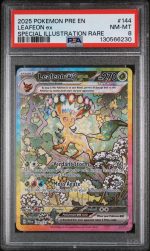 2025 Pokemon Scarlet and Violet Prismatic Evolutions Special Illustration Rare Leafeon Ex #144 PSA 8