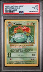 1999 Pokemon Base Set Shadowless Holo Venusaur #15 PSA 4