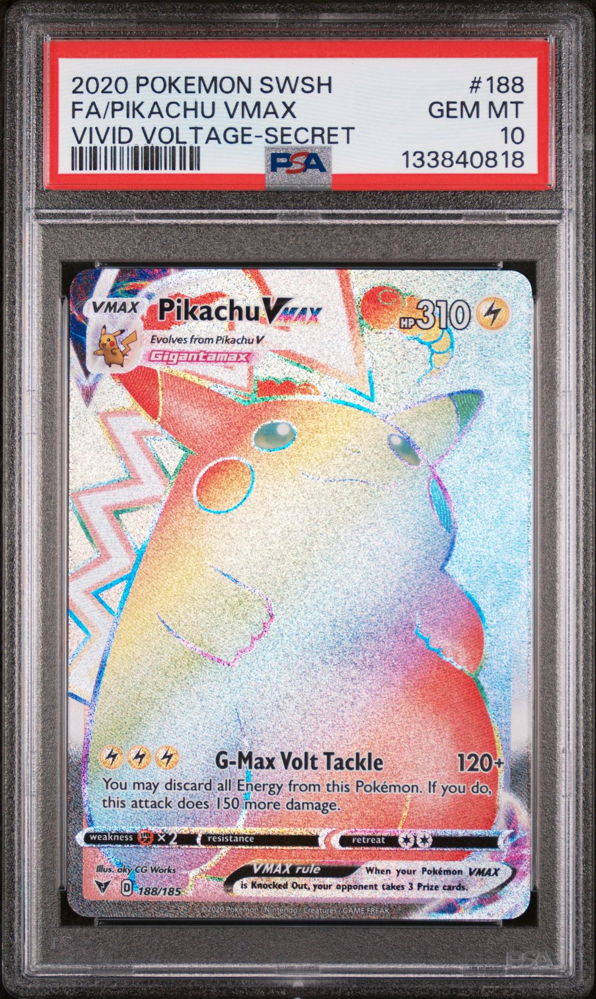 133840818_1_20260202200736_1.jpg 2020 Pokemon Sword and Shield Vivid Voltage Secret Rare Pikachu Vmax #188 PSA 10 - Image 1