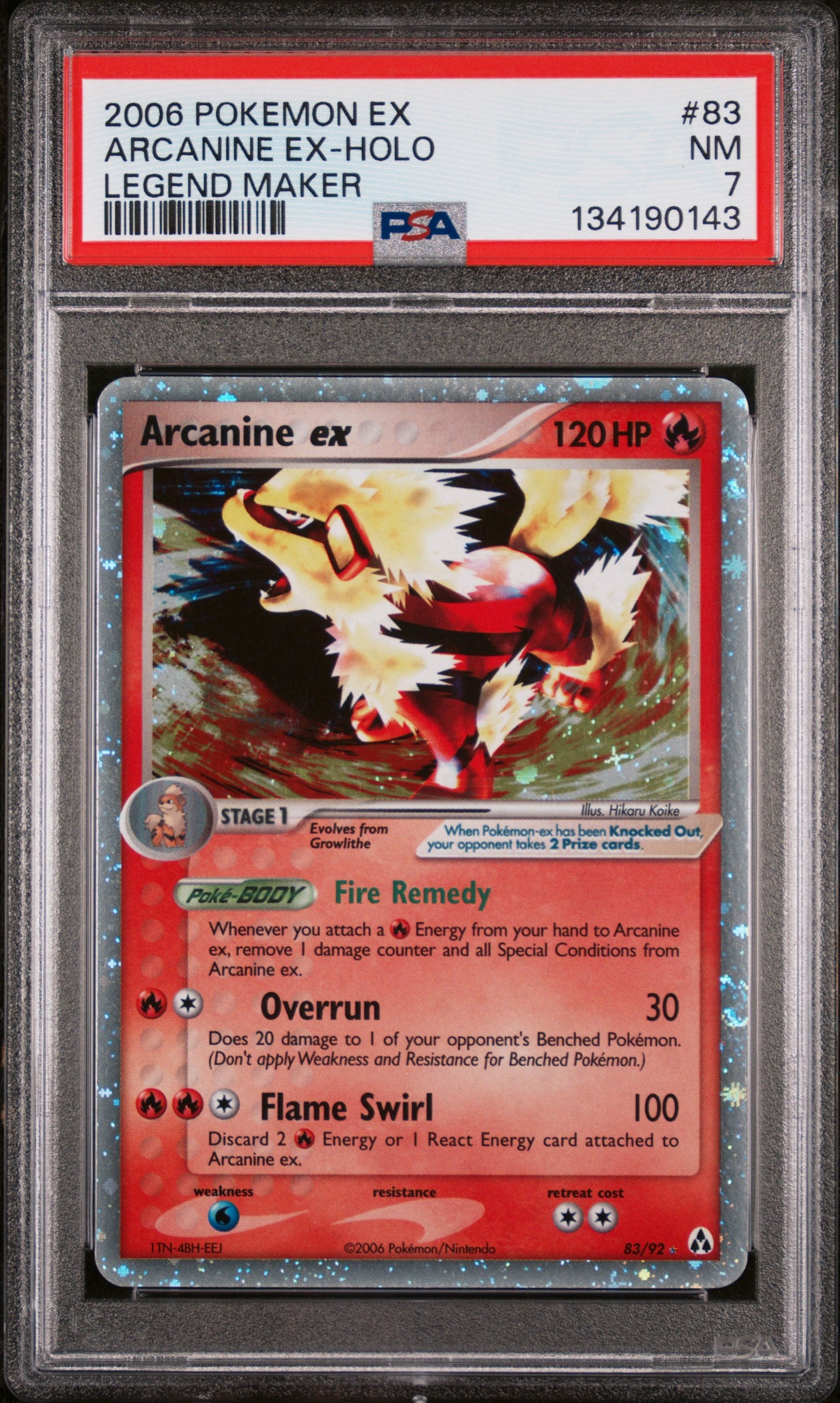 134190143_1_20260128120315_1.jpg 2006 Pokemon Ex Legend Maker Holo Arcanine Ex #83 PSA 7 - Image 1