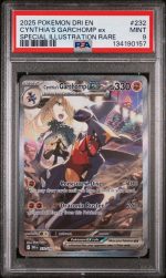2025 Pokemon Destined Rivals Special Illustration Rare Cynthia's Garchomp Ex #232 PSA 9