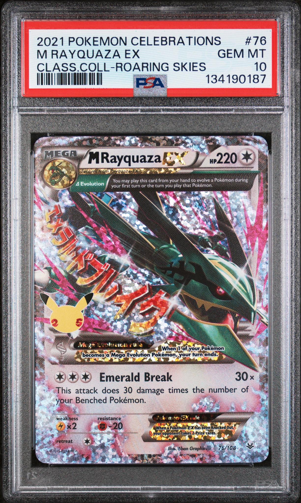 134190187_1_20260128122155_1.jpg 2021 Pokemon Celebrations Classic Collection Roaring Skies Mega Rayquaza Ex #76 PSA 10 - Image 1