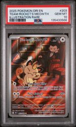 2025 Pokemon Scarlet and Violet Destined Rivals Illustration Rare Team Rocket's Meowth #203 PSA 10