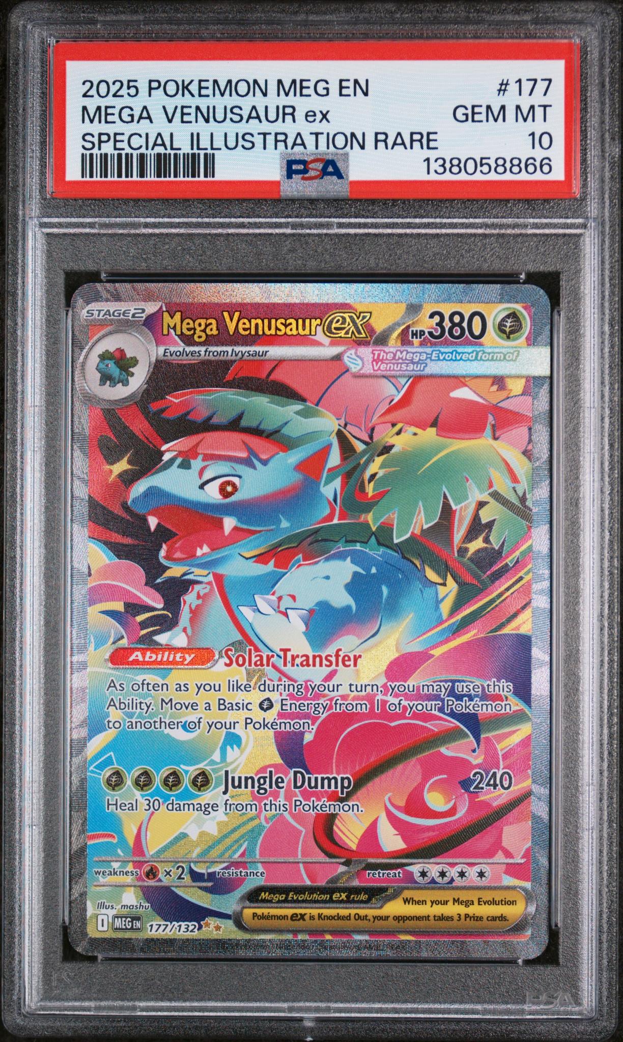 138058866_1_20260219162209_1.jpg 2025 Pokemon Mega Evolution Special Illustration Rare Mega Venusaur Ex #177 PSA 10 - Image 1