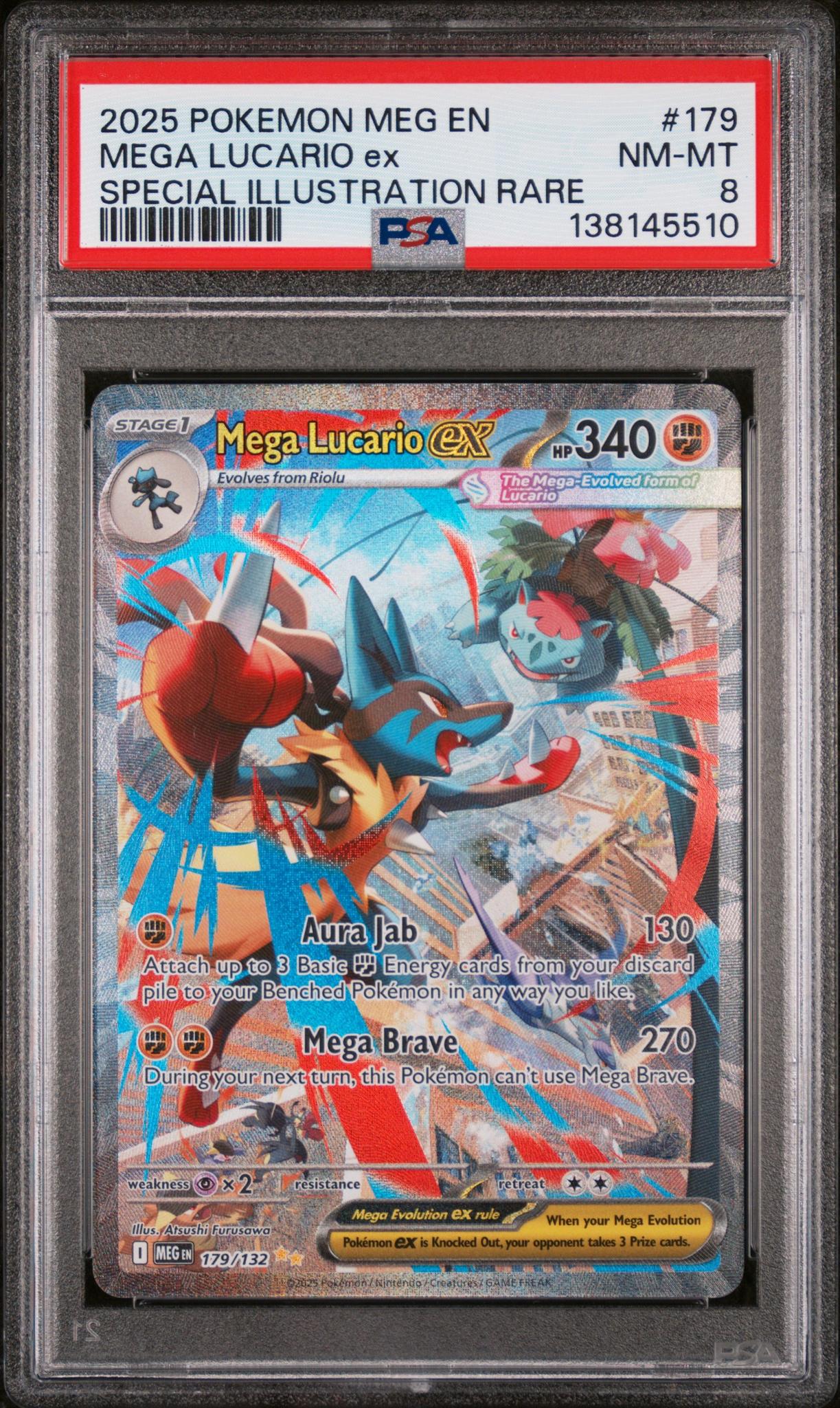 138145510_1_20260123162250_1.jpg 2025 Pokemon Mega Evolution Special Illustration Rare Mega Lucario Ex #179 PSA 8 - Image 1