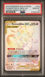 2019 Pokemon Sun and Moon Unified Minds Secret Rare Mew/Mewtwo Gx #242 /236 PSA 10