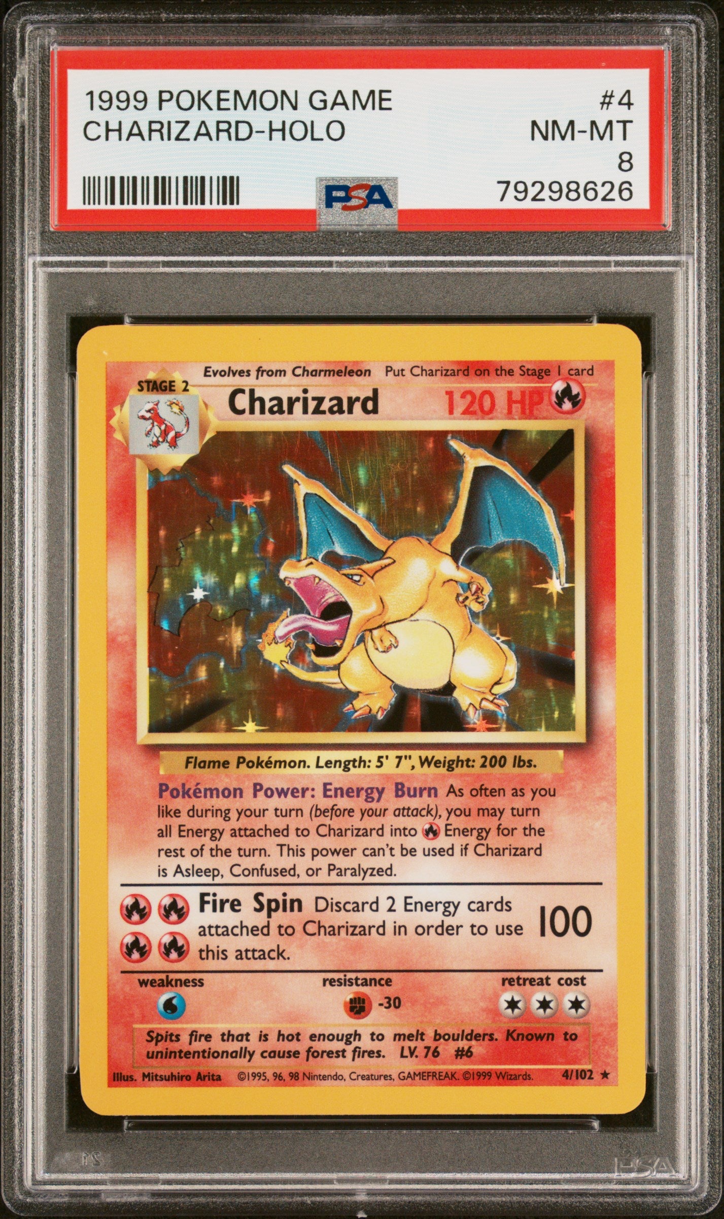 1773161099345961856_1_20260310164519_1.jpg 1999 Pokemon Base Set Holo Charizard #4 PSA 8 - Image 1