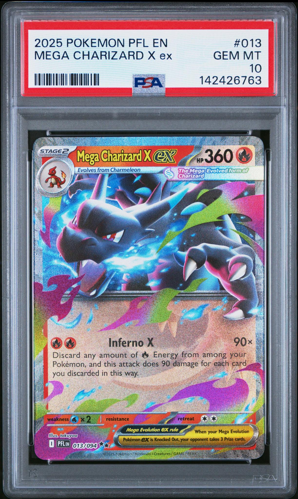 1773252049909056820_1_20260311180106_1.jpg 2025 Pokemon Mega Evolution Phantasmal Flames Mega Charizard X Ex #13 PSA 10 - Image 1