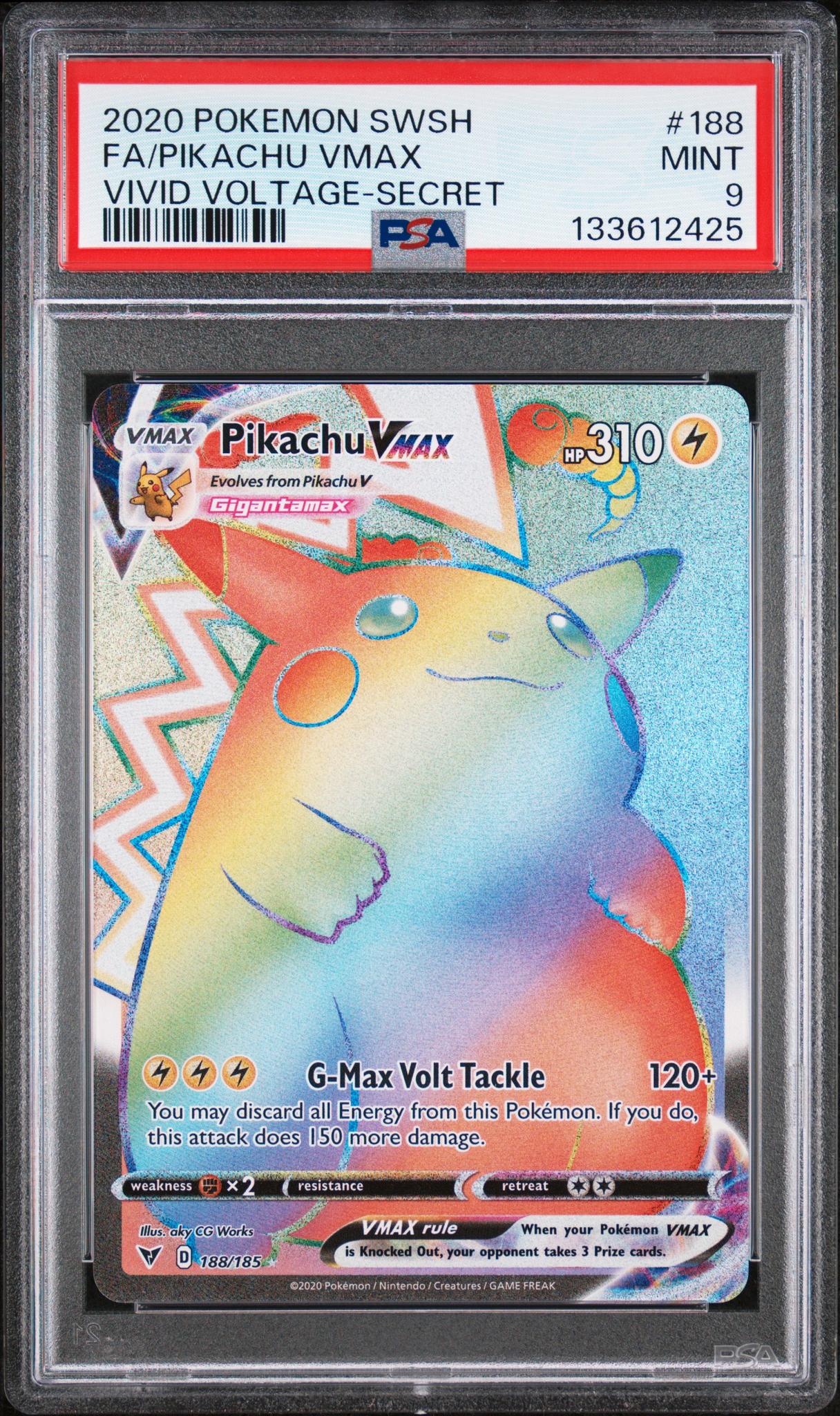 1773258654296173621_1_20260311195115_1.jpg 2020 Pokemon Sword and Shield Vivid Voltage Secret Rare Pikachu Vmax #188 PSA 9 - Image 1