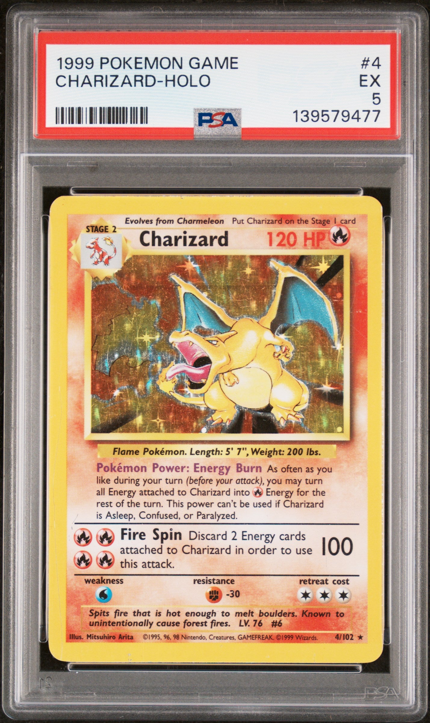 1773341949252807698_1_20260312185924_1.jpg 1999 Pokemon Base Set Holo Charizard #4 PSA 5 - Image 1