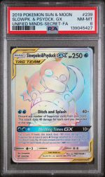 2019 Pokemon Sun and Moon Unified Minds Secret Rare Psyduck/Slowpoke Gx #239 /236 PSA 8