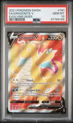 2021 Pokemon Sword and Shield Evolving Skies Dragonite V #191 PSA 10