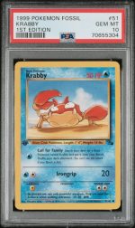 1999 Pokemon Fossil 1st Edition Krabby #51 PSA 10