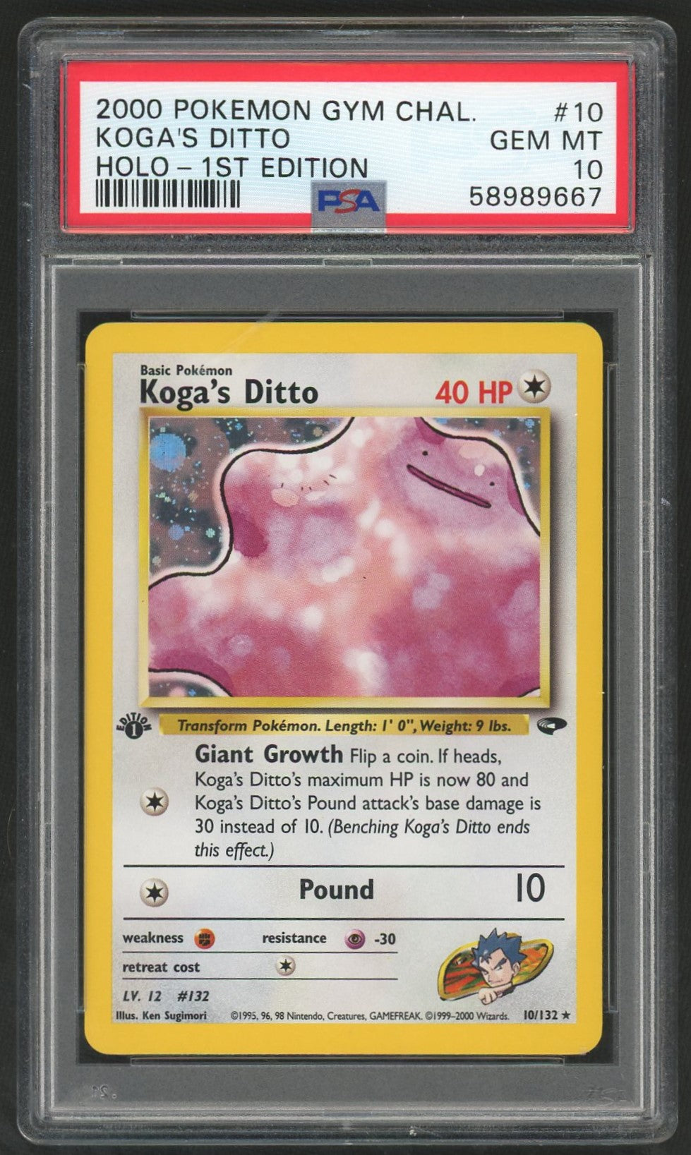 2_12_26_2A_20260212173104_1.jpg 2000 Pokemon Gym Challenge 1st Edition Holo Koga's Ditto #10 PSA 10 - Image 1