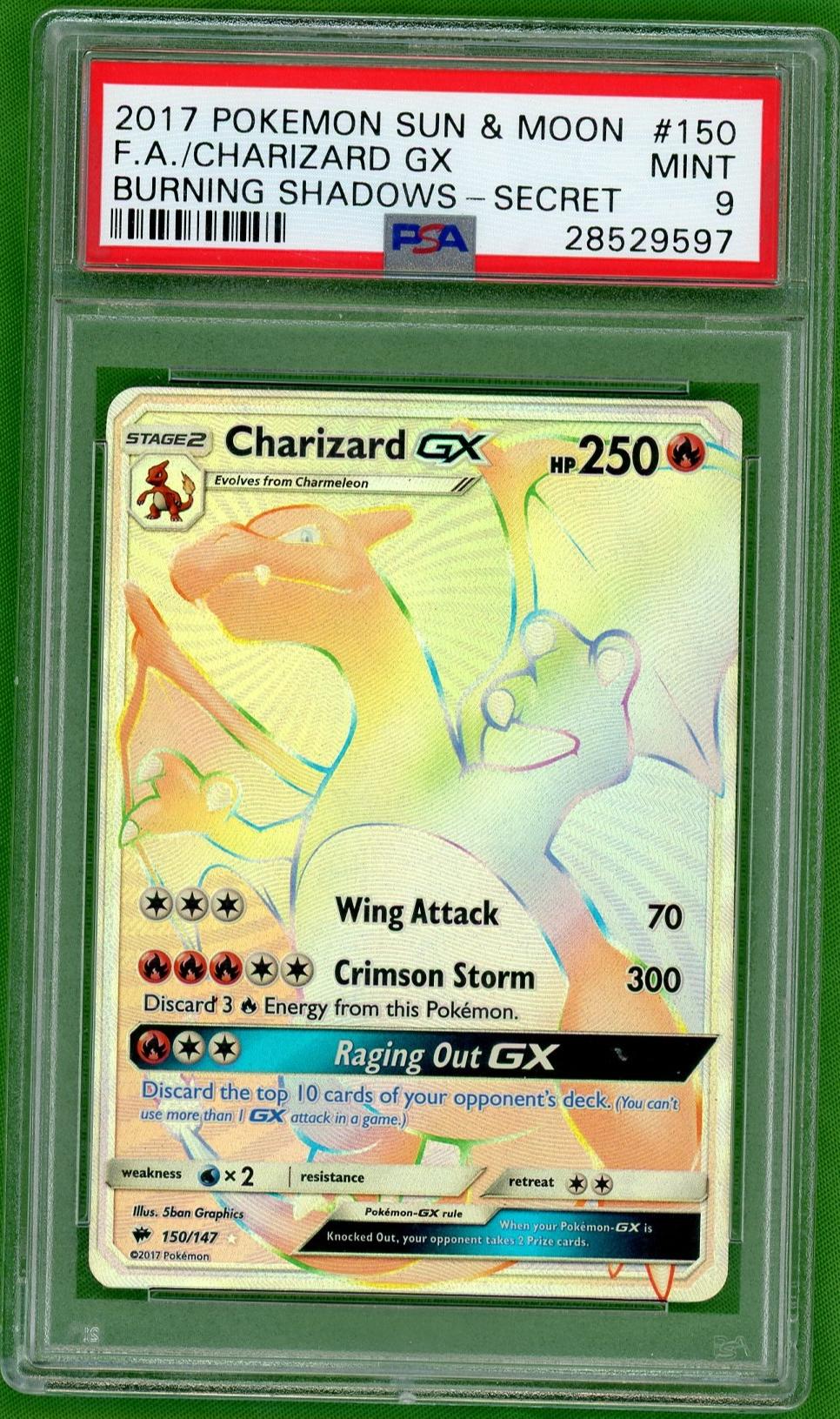 3014_13_A_20260304171227_1.jpg 2017 Pokemon Sun and Moon Burning Shadows Secret Rare Charizard Gx #150 PSA 9 - Image 1