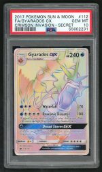 2017 Pokemon Sun and Moon Crimson Invasion Secret Rare Gyarados Gx #112 /55602231 PSA 10