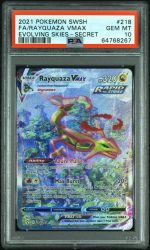 2021 Pokemon Sword and Shield Evolving Skies Secret Rare Rayquaza Vmax #218 PSA 10