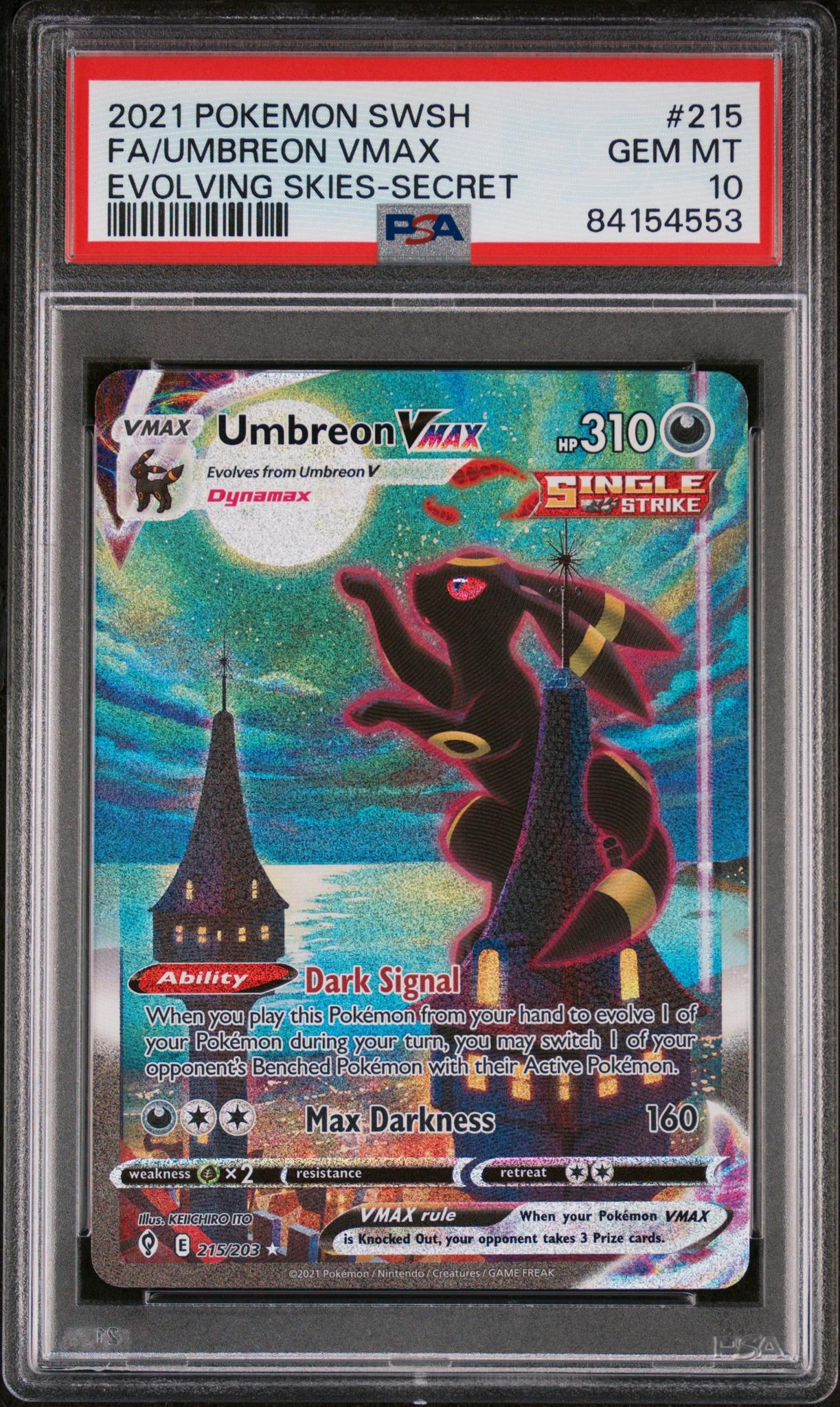 84154553_1_20250812181201_1.jpg 2021 Pokemon Sword and Shield Evolving Skies Secret Rare Umbreon Vmax #215 PSA 10 - Image 1