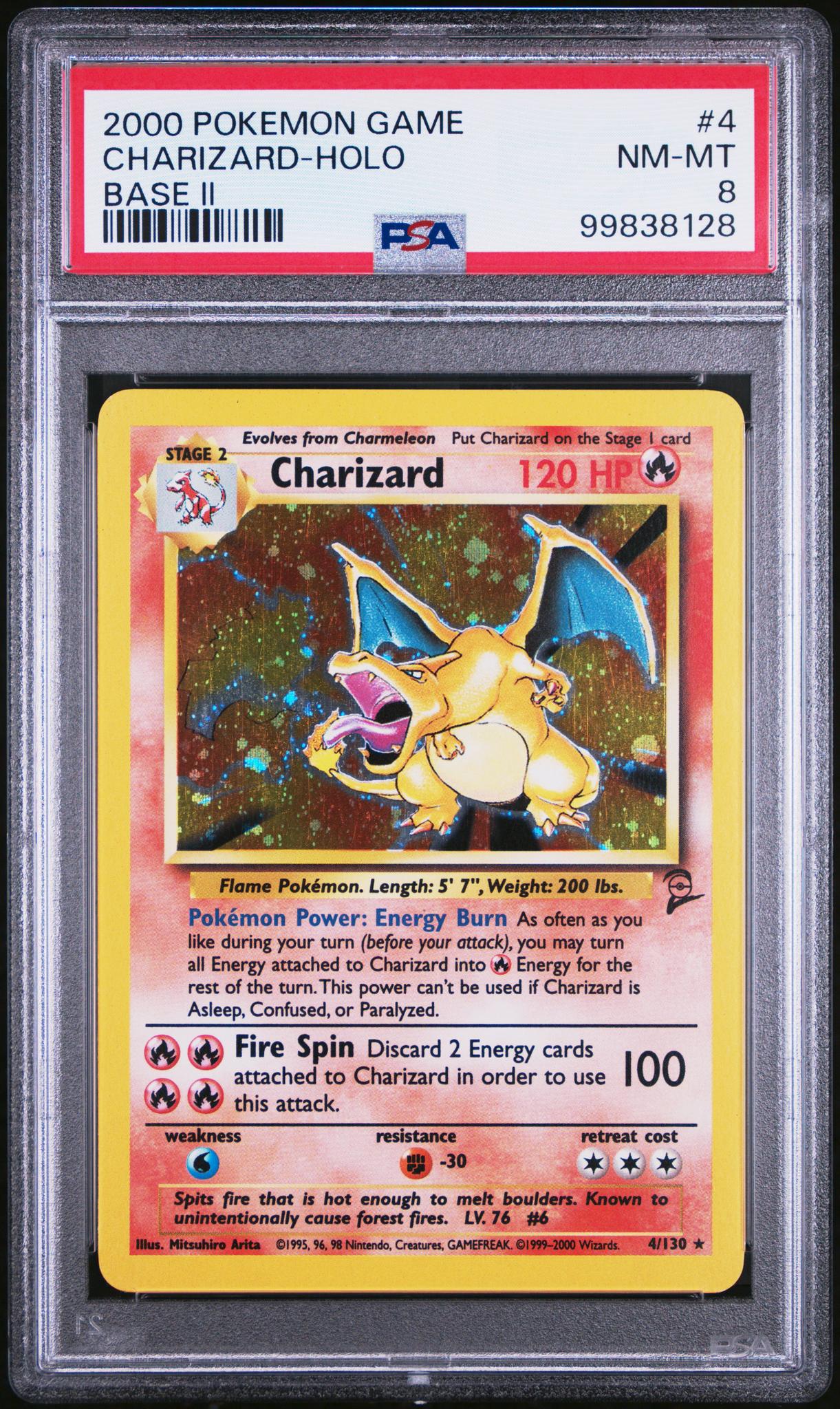 CF000471_1_20260128162335_1.jpg 2000 Pokemon Base Set 2 Holo Charizard #4 PSA 8 - Image 1