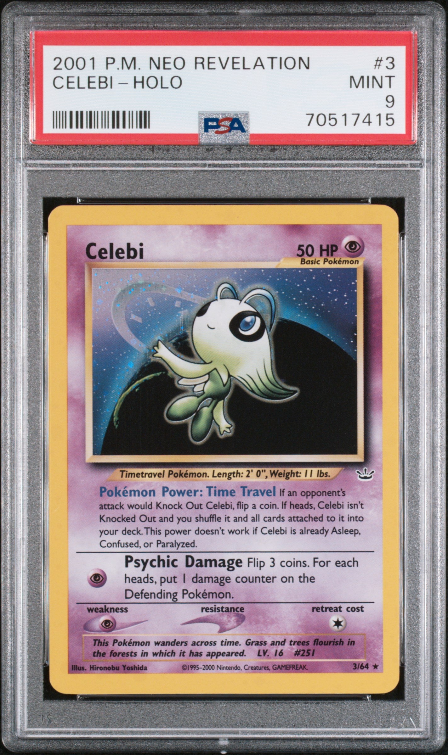 CF000639_1_20260122031012_1.jpg 2001 Pokemon Neo Revelation Holo Celebi #3 PSA 9 - Image 1
