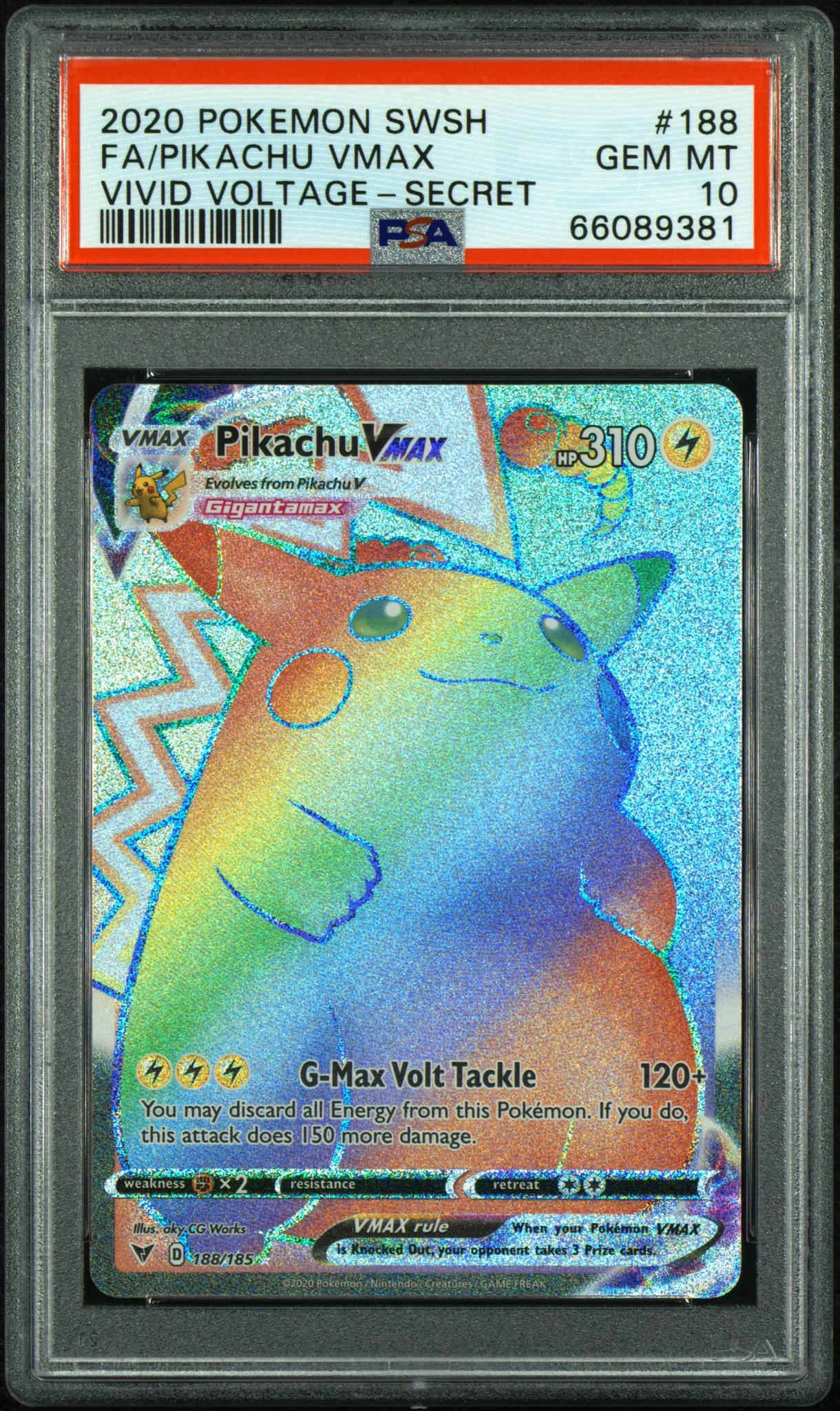 CF000881_1_20260130215807_1.jpg 2020 Pokemon Sword and Shield Vivid Voltage Secret Rare Pikachu Vmax #188 PSA 10 - Image 1