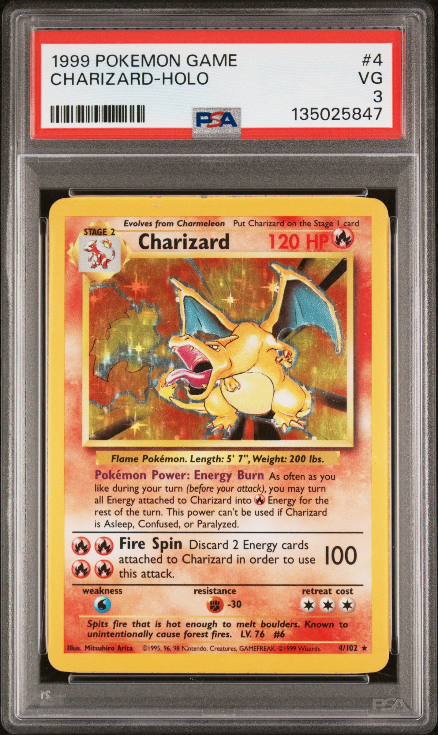 CF001164_1_20260303175143_1.jpg 1999 Pokemon Base Set Holo Charizard #4 PSA 3 - Image 1