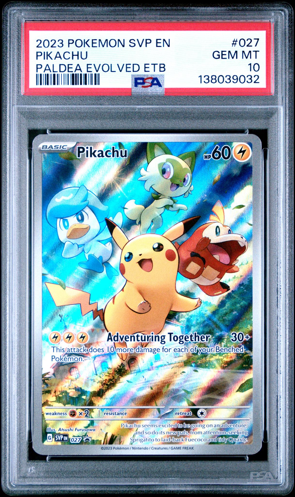CF001164_1_20260303175421_1.jpg 2023 Pokemon Scarlet and Violet Paldea Evolved Elite Trainer Box Pikachu #027 PSA 10 - Image 1