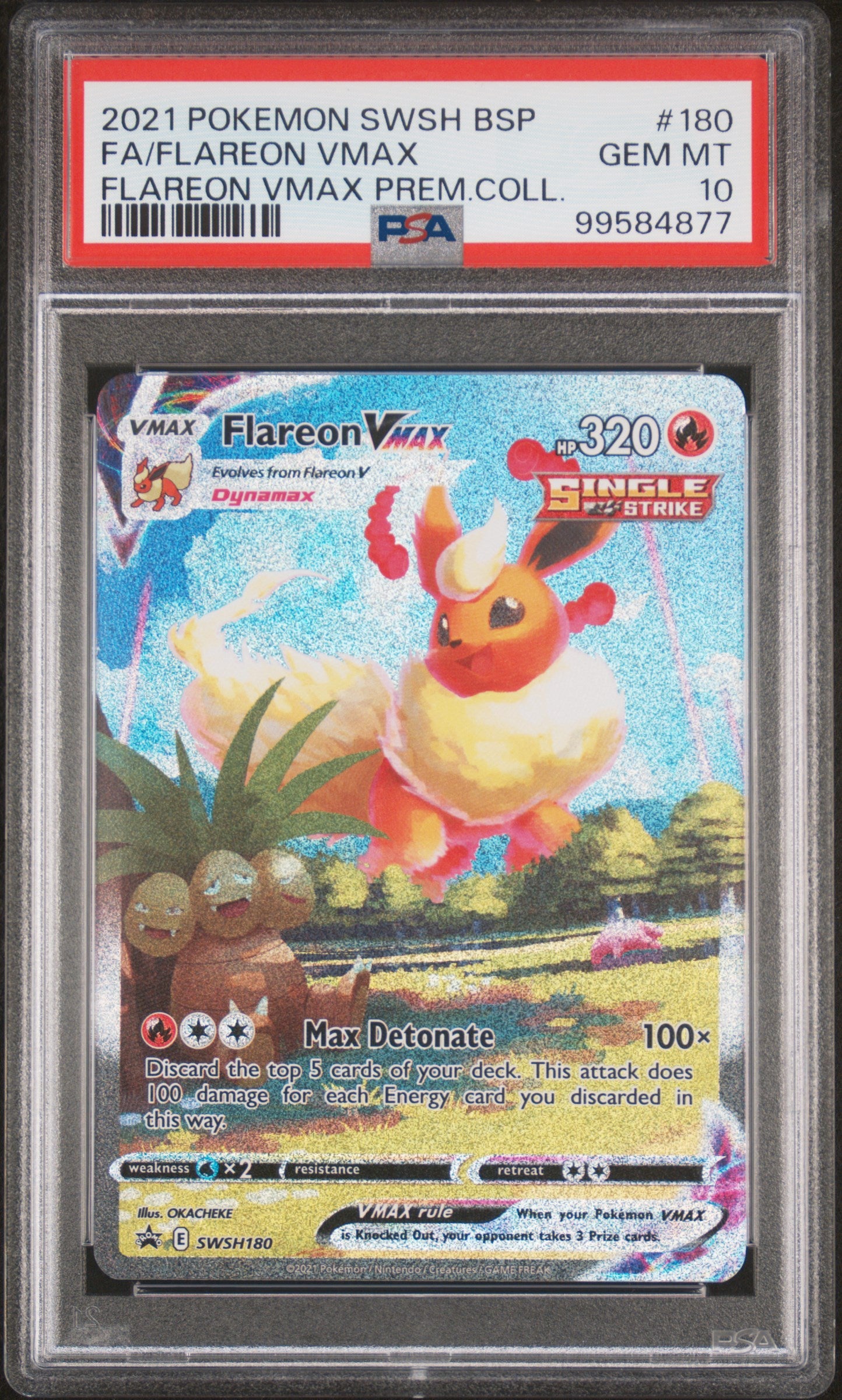 CF001447_1_20260220174828_1.jpg 2021 Pokemon Sword and Shield Black Star Promo Premium Collection Flareon Vmax #SWSH180 PSA 10 - Image 1