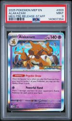 2025 Pokemon Black Star Promos Mega Evolution Prerelease Staff Alakazam #003 PSA 9