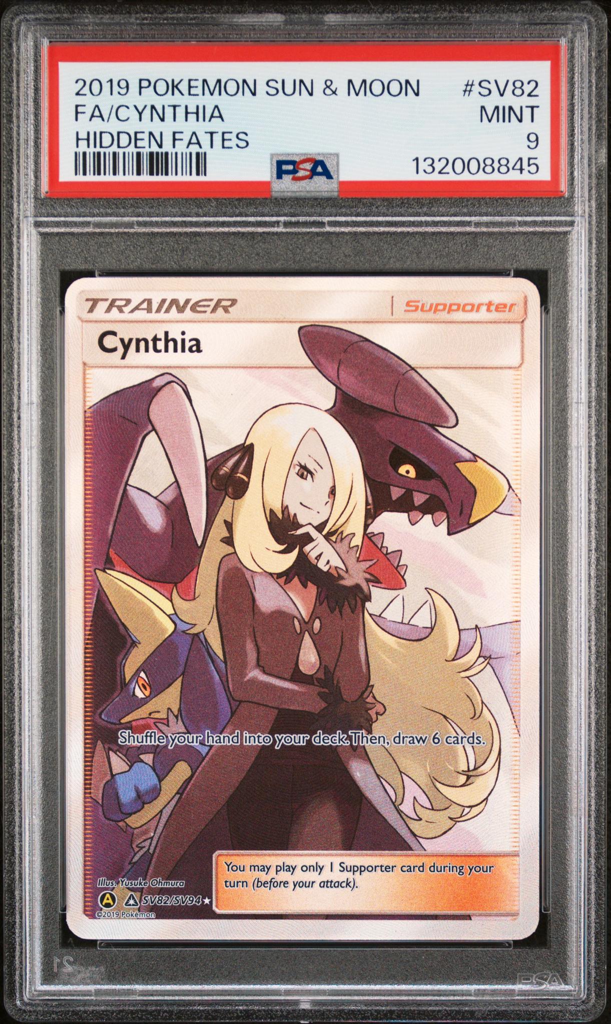 CF001473_1_20260220204753_1.jpg 2019 Pokemon Sun and Moon Hidden Fates Cynthia #SV82 PSA 9 - Image 1