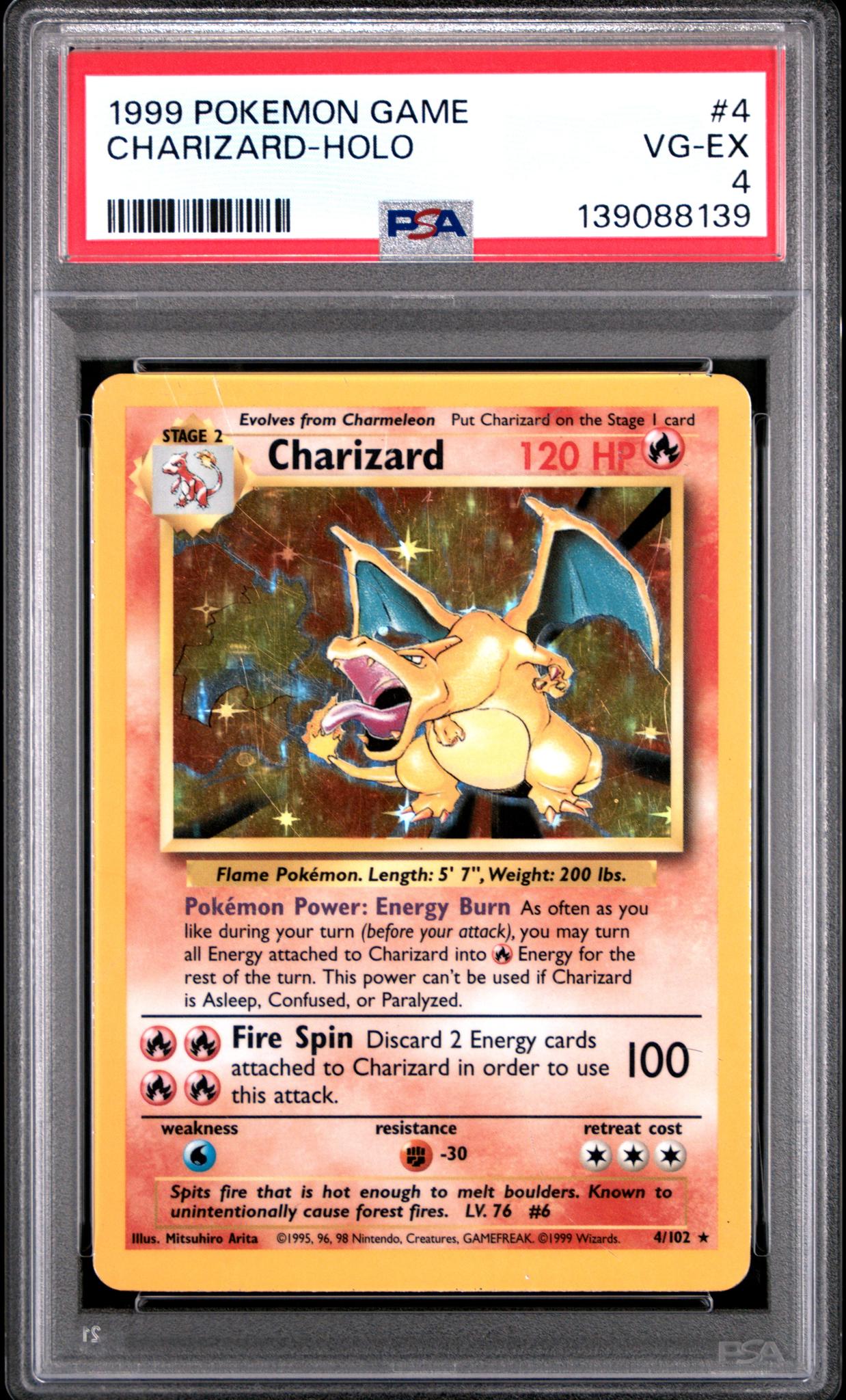 CF001474_1_20260309163550_1.jpg 1999 Pokemon Base Set Holo Charizard #4 PSA 4 - Image 1