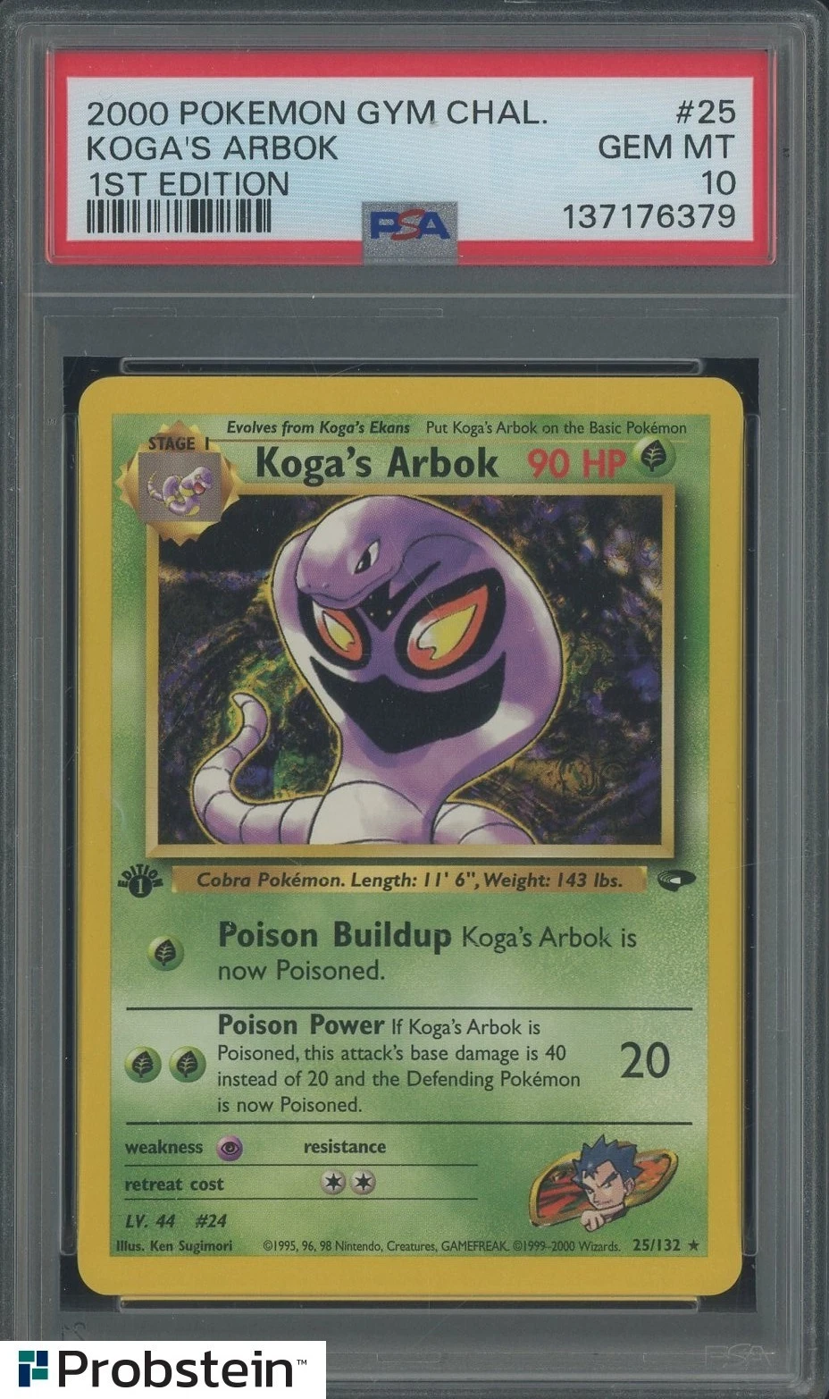 s-l1600 (1) 2000 Pokemon Gym Challenge 1st Edition #25 Koga's Arbok PSA 10 GEM MINT - Image 1