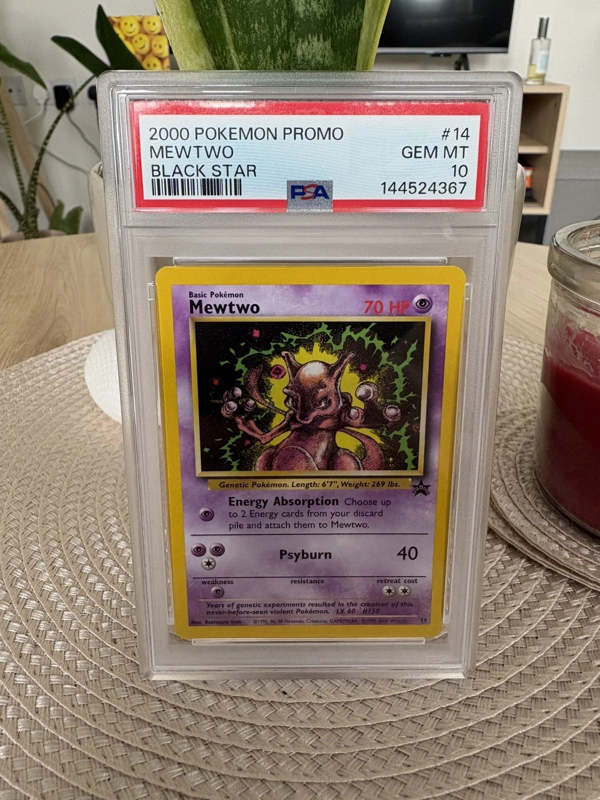 s-l1600 (1) *New Cert* PSA 10 Mewtwo 2000 Black Star Promo 14 Pokemon card Mint -No Reserve- - Image 1